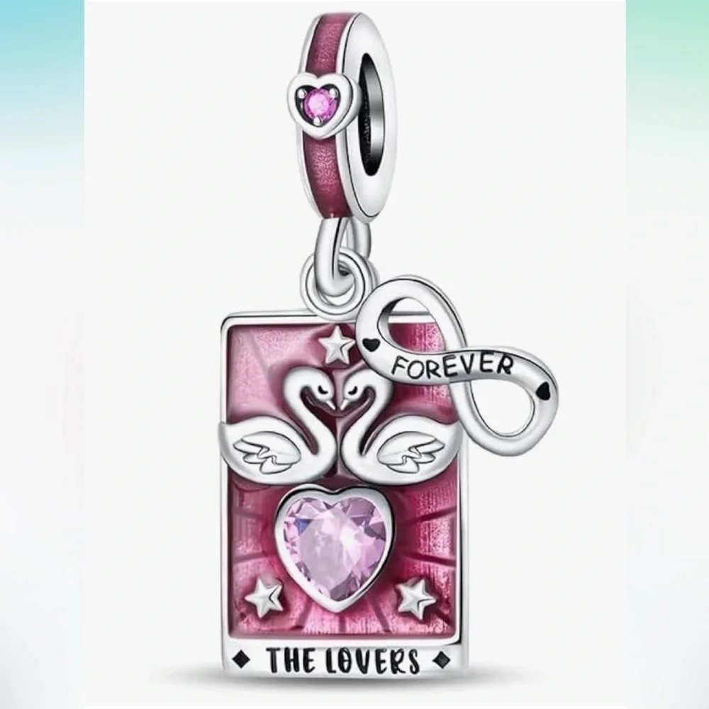 The Lovers card tarot charm Sterling silver fits all Panda bracelets, necklaces